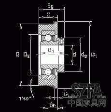 外球面球軸承 CRB30/92, 帶橡膠插入件，偏心鎖圈定位，兩側(cè) P 型密封